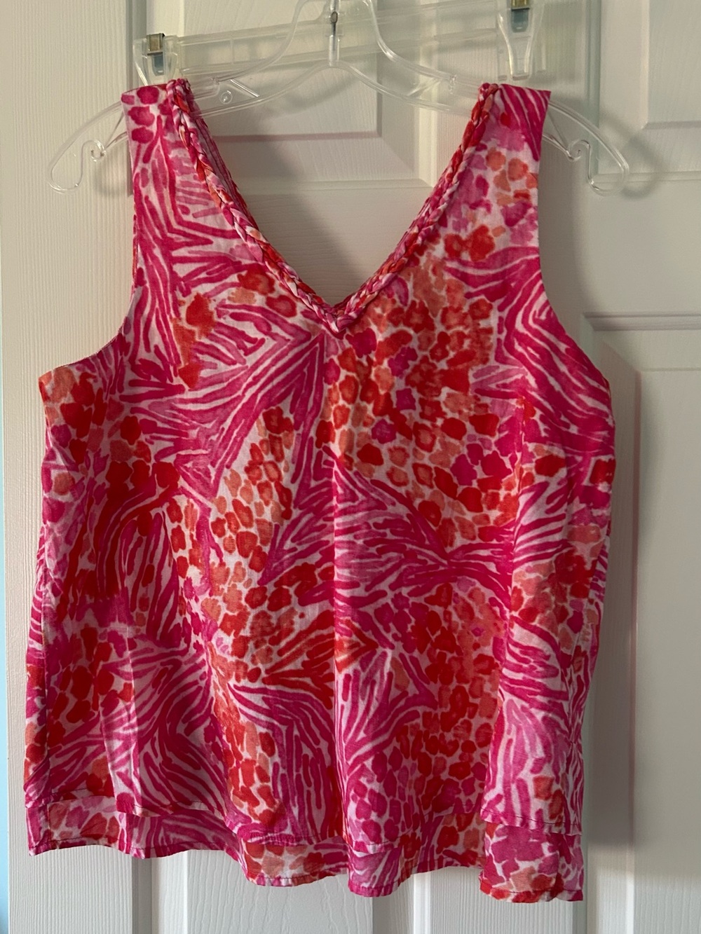 NIC+ZOE Pink and Coral Patterned V-Neck Camisole